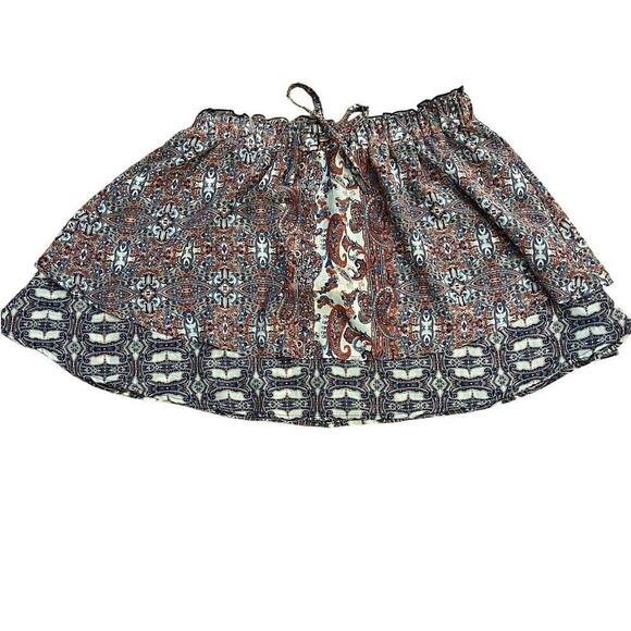 Bershka BSK Girl's Multicolor Boho Paisley Beach Summer Casual Mini Skirt Small - Picture 1 of 10